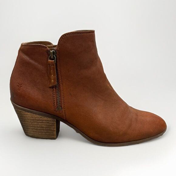 Frye Shoes - Frye Judith Whiskey Women’s Double Zip Ankle Booties Size 9 Brown Leather Boho